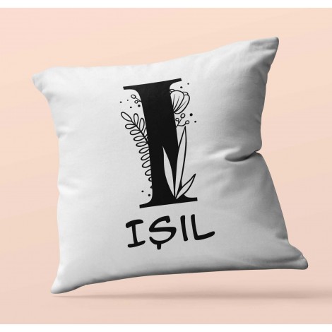 Kişiye Özel Romantik I Harfi Tema Saten Kare Yastık