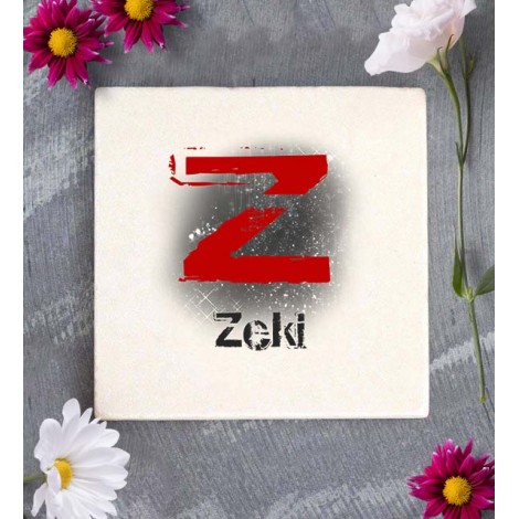 Kişiye Özel Z Harfi Temalı Karakter Tasarım Doğal Taş Bardak Altlığı