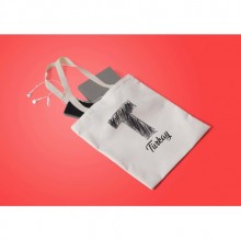 Kişiye Özel T Harfi Kara Kalem Tasarım Bez Çanta