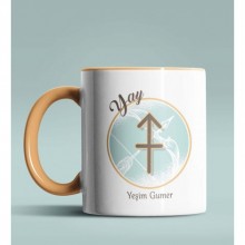 Kişiye Özel Yay Burcu Temalı Astroloji Tasarım Turuncu Renk Kupa