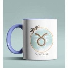 Kişiye Özel Boğa Burcu Temalı Astroloji Tasarım Mavi Renk Kupa