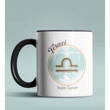 Kişiye Özel Terazi Burcu Temalı Astroloji Tasarım Siyah Renk Kupa