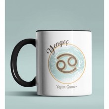 Kişiye Özel Yengeç Burcu Temalı Astroloji Tasarım Siyah Renk Kupa