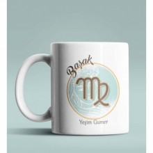 Kişiye Özel Başak Burcu Temalı Astroloji Tasarım Beyaz Renk Kupa