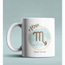 Kişiye Özel Akrep Burcu Temalı Astroloji Tasarım Beyaz Renk Kupa