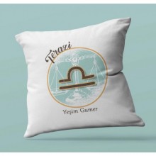 Kişiye Özel Terazi Burcu Temalı Astroloji Tasarım Saten Yastık