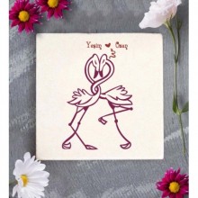 Kişiye Özel Flamingo Love Tasarım Dekoratif Bardak Altlığı