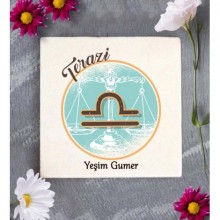Kişiye Özel Terazi Burcu Temalı Astroloji Tasarım Dekoratif Bardak Altlığı