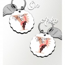 Kişiye Özel Y Harfi Flowers Tasarım HDF Dalgalı Anahtarlık