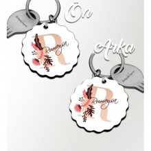 Kişiye Özel R Harfi Flowers Tasarım HDF Dalgalı Anahtarlık