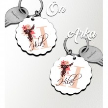 Kişiye Özel H Harfi Flowers Tasarım HDF Dalgalı Anahtarlık