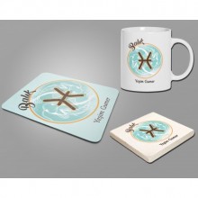 Kişiye Özel Balık Burcu Temalı Astroloji Tasarım Üçlü Ofis Seti