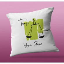 Kişiye Özel Terazi Burcu Tasarım Kare Saten Yastık