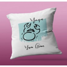 Kişiye Özel Yengeç Burcu Tasarım Kare Saten Yastık