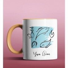 Kişiye Özel Balık Burcu Tasarımlı Turuncu Renk Kupa