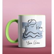 Kişiye Özel Kova Burcu Tasarımlı Yeşil Renk Kupa