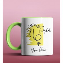 Kişiye Özel Oğlak Burcu Tasarımlı Yeşil Renk Kupa