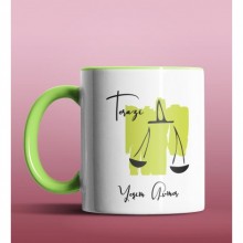 Kişiye Özel Terazi Burcu Tasarımlı Yeşil Renk Kupa