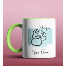 Kişiye Özel Yengeç Burcu Tasarımlı Yeşil Renk Kupa