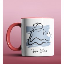 Kişiye Özel Kova Burcu Tasarımlı Kırmızı Renk Kupa