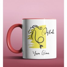 Kişiye Özel Oğlak Burcu Tasarımlı Kırmızı Renk Kupa