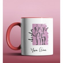 Kişiye Özel İkizler Burcu Tasarımlı Kırmızı Renk Kupa