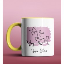 Kişiye Özel Yay Burcu Tasarımlı Sarı Renk Kupa