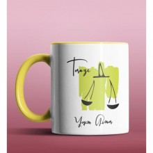 Kişiye Özel Terazi Burcu Tasarımlı Sarı Renk Kupa