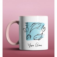 Kişiye Özel Balık Burcu Tasarımlı Pembe Renk Kupa