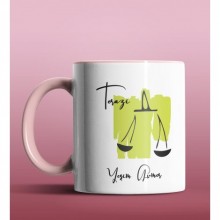 Kişiye Özel Terazi Burcu Tasarımlı Pembe Renk Kupa