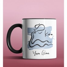 Kişiye Özel Kova Burcu Tasarımlı Siyah Renk Kupa