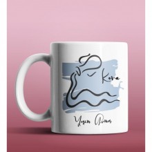 Kişiye Özel Kova Burcu Tasarımlı Beyaz Renk Kupa