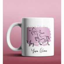 Kişiye Özel Yay Burcu Tasarımlı Beyaz Renk Kupa