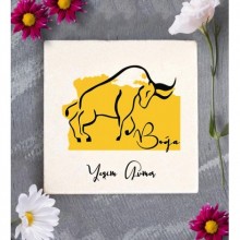 Kişiye Özel Boğa Burcu Tasarım Dekoratif Bardak Altlığı