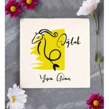 Kişiye Özel Oğlak Burcu Tasarım Dekoratif Bardak Altlığı