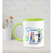 Kişiye Özel Sigortacı Tasarımlı Yeşil Kupa