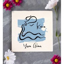 Kişiye Özel Kova Burcu Tasarım Dekoratif Bardak Altlığı