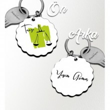 Kişiye Özel Terazi Burcu Tasarım Ahşap Anahtarlık