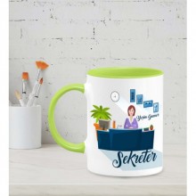 Kişiye Özel Sekreter Tasarımlı Yeşil Kupa