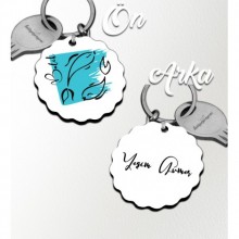 Kişiye Özel Balık Burcu Tasarım Ahşap Anahtarlık