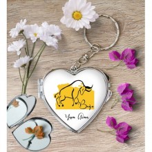 Kişiye Özel Boğa Burcu Temalı Astroloji Tasarım Kalp Metal Anahtarlık