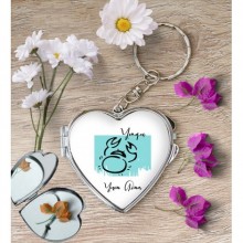 Kişiye Özel Yengeç Burcu Temalı Astroloji Tasarım Kalp Metal Anahtarlık