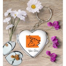 Kişiye Özel Aslan Burcu Temalı Astroloji Tasarım Kalp Metal Anahtarlık