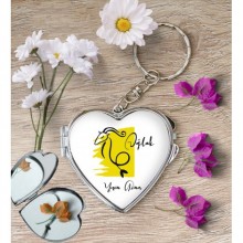 Kişiye Özel Oğlak Burcu Temalı Astroloji Tasarım Kalp Metal Anahtarlık