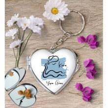 Kişiye Özel Kova Burcu Temalı Astroloji Tasarım Kalp Metal Anahtarlık