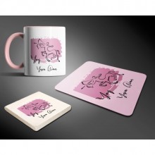 Kişiye Özel Yay Burcu Temalı Pembe Tasarım Üçlü Ofis Seti