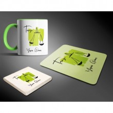 Kişiye Özel Terazi Burcu Temalı Yeşil Tasarım Üçlü Ofis Seti