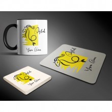 Kişiye Özel Oğlak Burcu Temalı Siyah Tasarım Üçlü Ofis Seti