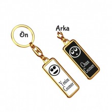 Kişiye Özel 1 Dargın 1 Barışık Emoji Anahtarlık 4 - Altın Krom Kaplama
