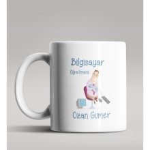 Kişiye Özel Bilgisayar Öğretmeni Tasarımlı Beyaz Renk Kupa